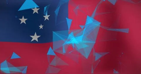 Animating translucent cyan triangular polygon mesh connecting nodes in vector Stock Illustration