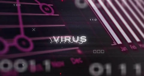 Animating virus text with digital data and calendar graphics in background Stock Footage 327526142