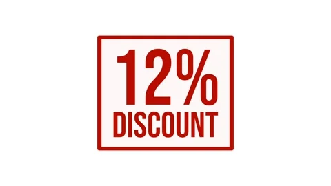 Animation 12% discount label motion graphic with bold red typography on white Stock Footage 346885157