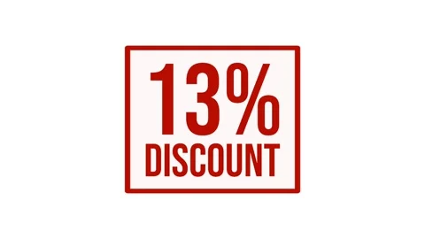 Animation 13% discount label motion graphic with bold red typography on white Stock Footage 346885162