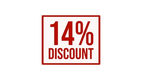 Animation 14% discount label motion graphic with bold red typography on white Stock Footage 346910254