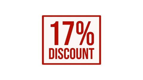 Animation 17% discount label motion graphic with bold red typography on white Stock Footage 346910209