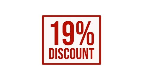 Animation 19% discount label motion graphic with bold red typography on white Stock Footage 346910295