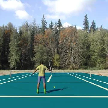 Animation of 2 Men Playing Tennis Looped 3D Model