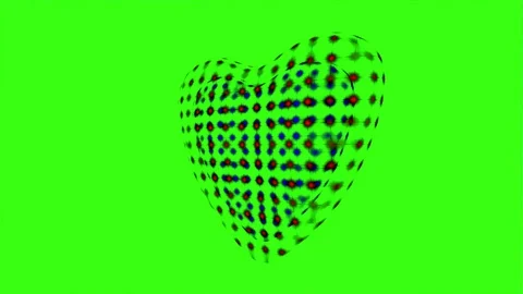 Animation 2 Transparent Hearts with Red and Blue Rotating Textures 3d 4K Gree 库存影片 120070448