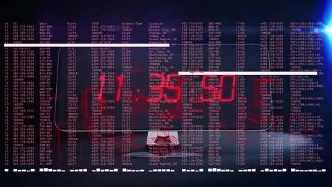 Animation of 2015 new year countdown over computer screen and 3d city model Stock Footage 330115482