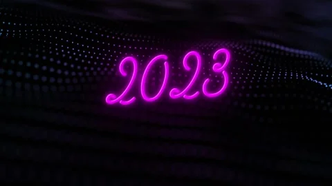 Animation of 2023 text and spots over bl... | Stock Video | Pond5