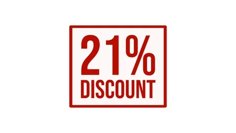 Animation 21% discount label motion graphic with bold red typography on white Stock Footage 346910221