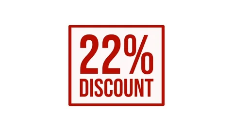 Animation 22% discount label motion graphic with bold red typography on white Stock Footage 346910342