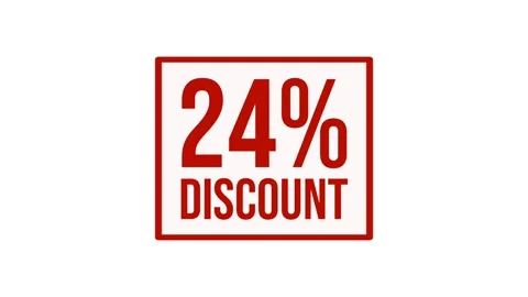 Animation 24% discount label motion graphic with bold red typography on white Stock Footage 346910260