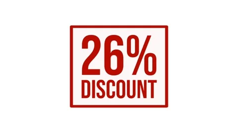 Animation 26% discount label motion graphic with bold red typography on white Stock Footage 346908305