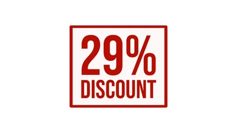 Animation 29% discount label motion graphic with bold red typography on white Stock Footage 346910278
