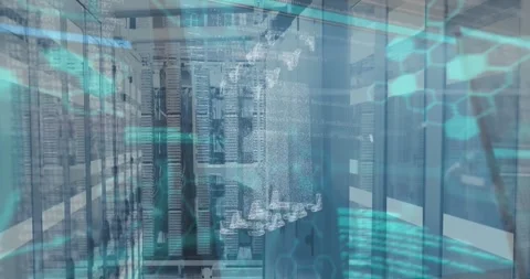 Animation of 3d abstract pattern, molecule structures and computer language over Stock Footage 247907584