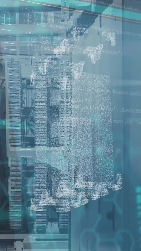 Animation of 3d abstract pattern, molecule structures and computer language over Stock Footage 319222993