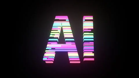 Animation of 3D AI letters shape with dynamic surface on black background Stock Footage 290513715