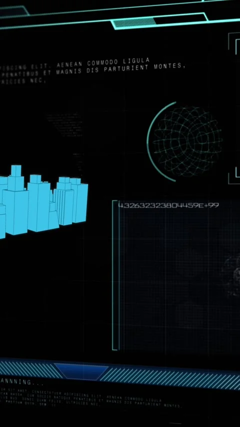 Animation of 3d architecture city drawing with scope scanning and data Stock Footage 324785619