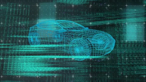 Animation of 3d car model and data processing over grid Stock Footage 315733698