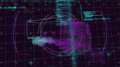 Animation of 3d car model and data processing over grid Stock Footage 315733711