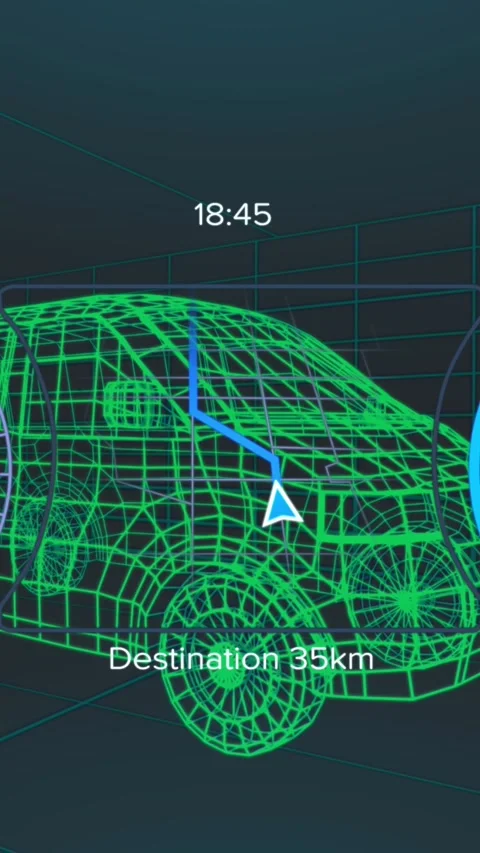 Animation of 3d car model and grid over dark background Stock Footage 322084085