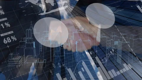 Animation of 3d city model over financial data processing Stock Footage 326031804