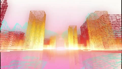 Animation of 3d cityscape and data processing Stock Footage 327447463