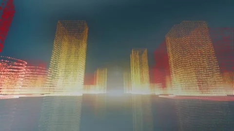 Animation of 3d cityscape with data processing Stock Footage 330175267