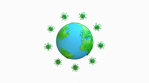 Animation of 3D Covid19 circulating around the earth light background Stock-Footage 126372060