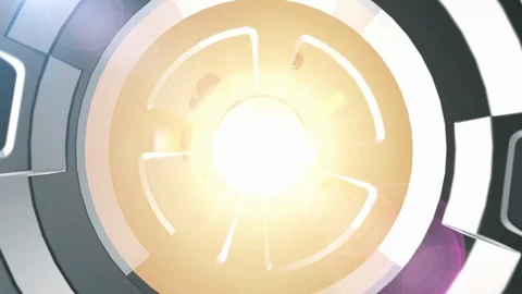 Animation 3D futuristic element. Round elements moving in a 3D circle Stock Footage 119770357