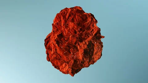 Animation of 3D huge shape with liquid red color surface Stock Footage 144197171