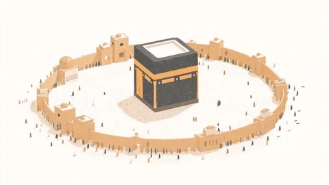 Animation of 3d Kaaba illustration, Eid Adha composition, Mecca Saudi Arabia Stock Footage 312348523
