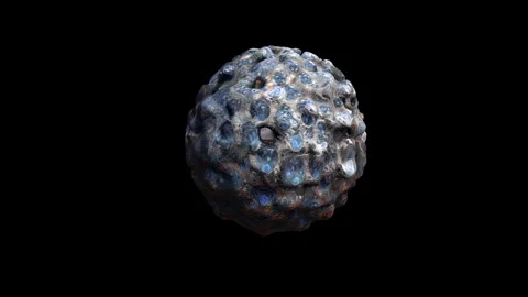 Animation of 3d meteorite rotating in all axis isolated on black  Stock Footage 265158014