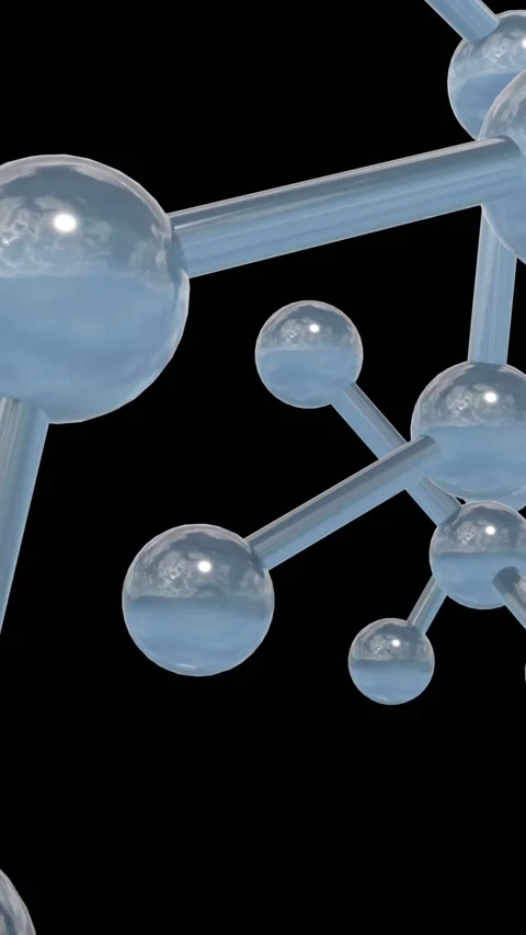 Animation of 3d micro of network of molecules on black background Stock Footage 323784124