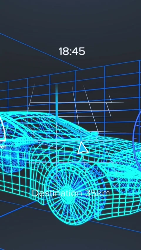 Animation of 3d model of car with digital interface and data processing Stock Footage 321513663