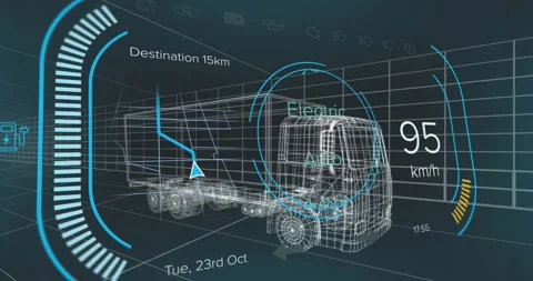 Animation of 3d model of car with digital interface and data processing Stock Footage 329565141