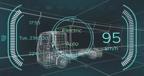 Animation of 3d model of car with digital interface and data processing Stock Footage 330105872