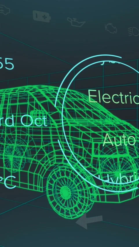 Animation of 3d model of car with digital interface and data processing Stock Footage 344525237