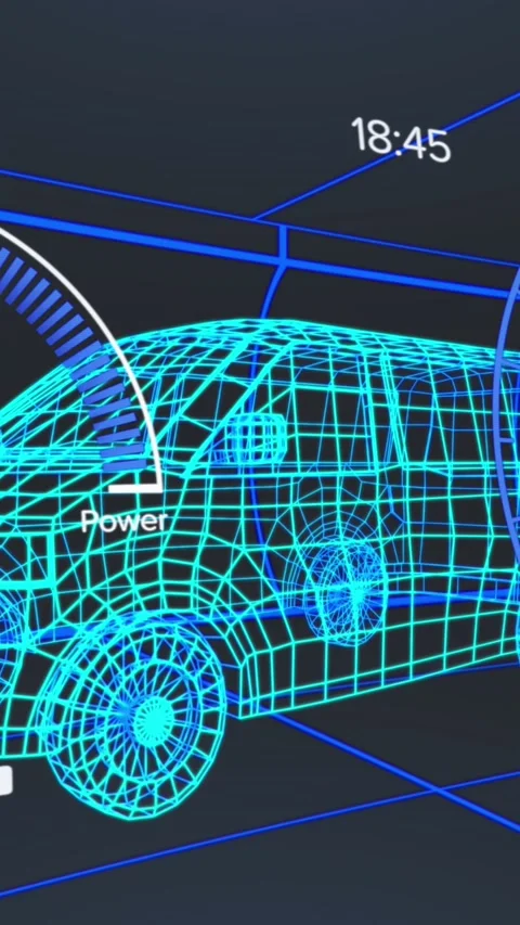 Animation of 3d model of car with digital interface and data processing Stock Footage 344525257