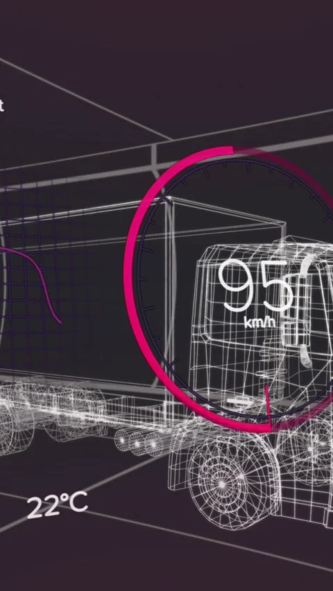 Animation of 3d model of car with digital interface and data processing Stock Footage 344595062