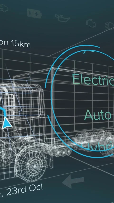 Animation of 3d model of car with digital interface and data processing Stock Footage 344803083