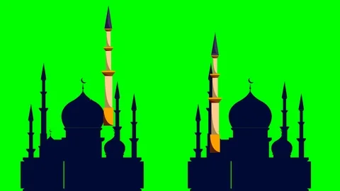 Animation of 3D mosque on a green background. Stock Footage 101540678
