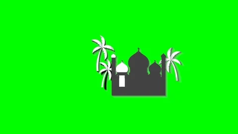 Animation. 3D mosque on a green background. Video stock 101541981