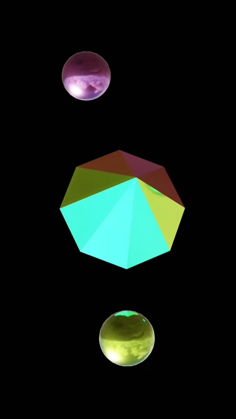 Animation of 3d multicoloured shapes over black background Stock Footage 341974832