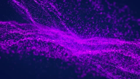 Animation of 3d neon purple abstract particle waves moving on computer graphic Stock Footage 329123295