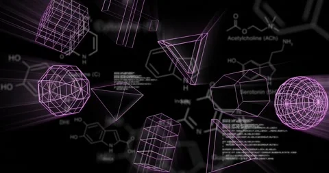 Animation of 3d shapes moving over scien... | Stock Video | Pond5