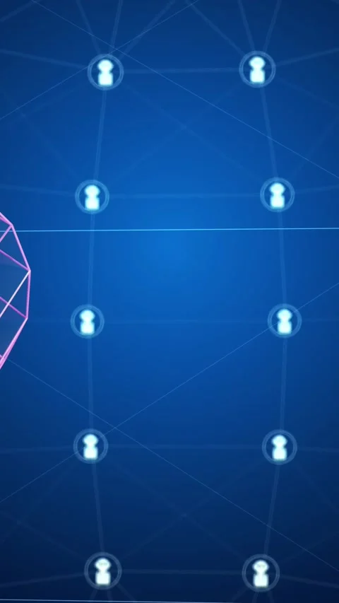 Animation of 3d shapes moving over chatbots icons and data processing Stock Footage 323898366