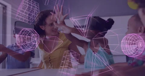 Animation of 3d shapes over happy divers... | Stock Video | Pond5