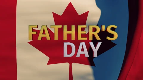 Animation 3D Text Fathers Day On The Waving 3D Flag Of Canada Stock Footage 153806071