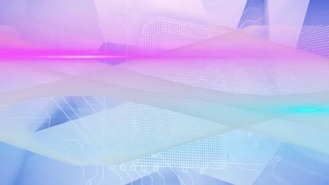 Animation of 3d wireframe pattern rotating with lock icon on digital interface Video stock 327197429