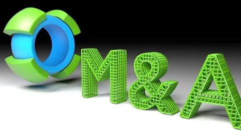 Animation of 3D word M&amp;A comes out of a rotating cube Stock Footage 72250609
