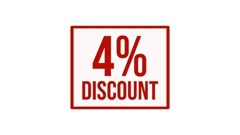 Animation 4% discount label motion graphic with bold red typography on white Stock Footage 346908276